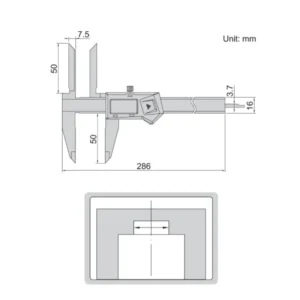 Thước kẹp điện tử mỏ đo trên dài Insize 1138 -200WL