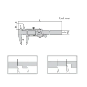 Thước kẹp điện tử với mỏ đo trên cùng chiều Insize 1184 -200
