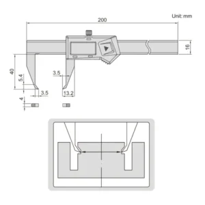 Thước kẹp điện tử đo rãnh ngoài Insize 1535-100WL