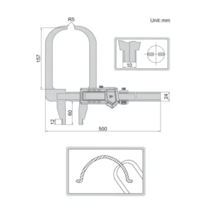 Thước kẹp điện tử đo độ dày thành ống Insize 1536-300WL