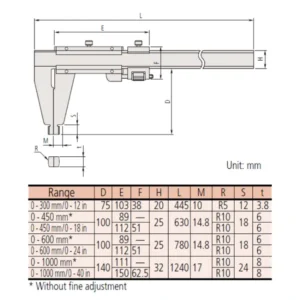 Thước kẹp cơ khí có vít tinh chỉnh Mitutoyo 160-125