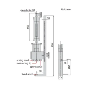 Thước đo lỗ chuyên dụng cho lỗ bị chắn trong Insize 2348-210