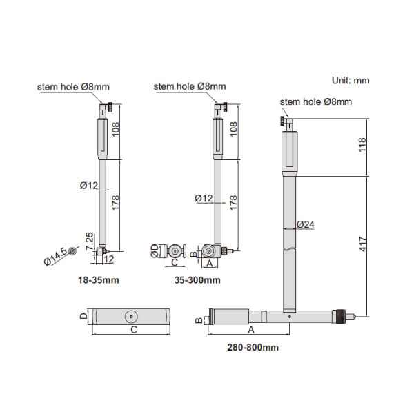 Dụng cụ đo lỗ Insize 2422-800 2 Dụng cụ đo lỗ Insize 2422-800