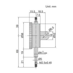 Đồng hồ so cơ khí một vòng đo Insize 2882-08F