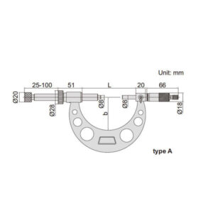 Thước panme gắn đồng hồ so Insize 3296-300A