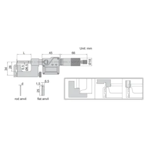 Panme điện tử có thể thay đổi đầu đo Insize 3562-25A