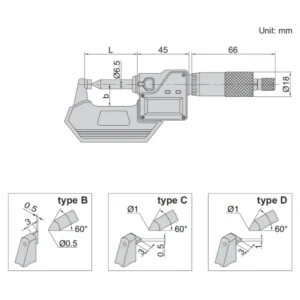 Thước panme điện tử đo chiều cao nếp gấp Insize 3566-50BA