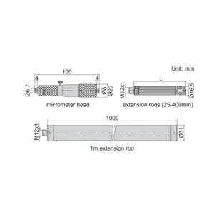 Thước panme đo trong cơ khí dạng ống Insize 3634-1500