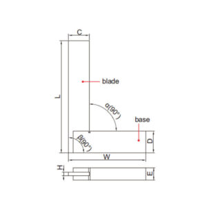 Thước đo góc vuông với đế rộng (loại phổ thông) Insize 4707-250