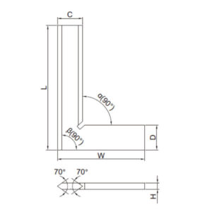 Thước đo góc vuông vát cạnh Insize 4790-075