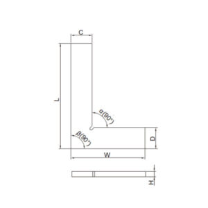 Thước đo góc vuông mỏng Insize 4791-250