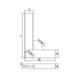 Thước đo góc vuông vát cạnh với đế rộng Insize 4795-100