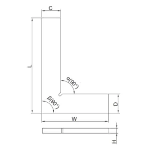 Thước đo góc vuông Insize 4796-100 (loại phổ thông)