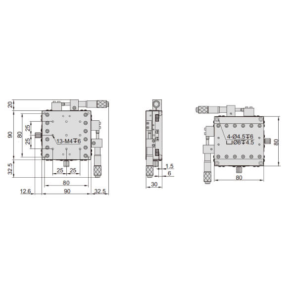 Đế chỉnh trục XY Insize 6584-403 6 Đế chỉnh trục XY Insize 6584-403