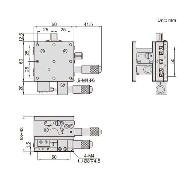 Đế chỉnh trục XZ Insize 6587 2 Đế chỉnh trục XZ Insize 6587