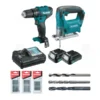 Bộ máy khoan búa vặn vít và máy cưa lọng dùng pin Makita CLX230X1