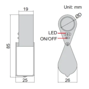 Kính lúp loại gấp có đèn chiếu Insize 7515-10